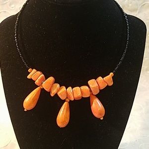Coral and black Necklace